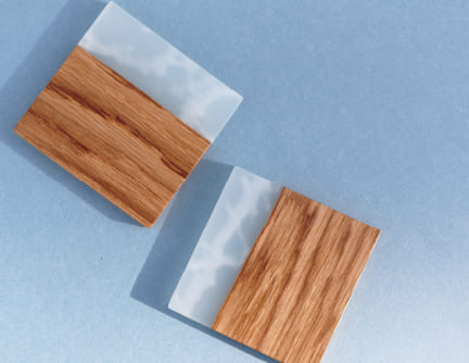 sous-verres chene résine effet glace